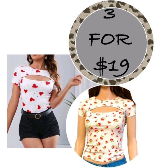 Rue21 Tops - 3/$19 rue21 Cherry ribbed cutout cleavage sexy cropped tee